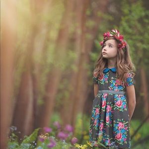 Beautiful floral dress for portraits blue, pink